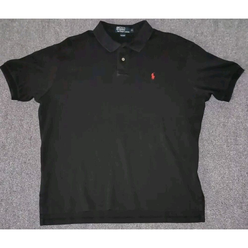 Vintage Polo by Ralph Lauren Short Sleeve Men's Polo Size XL‎ Black W/ Red Logo